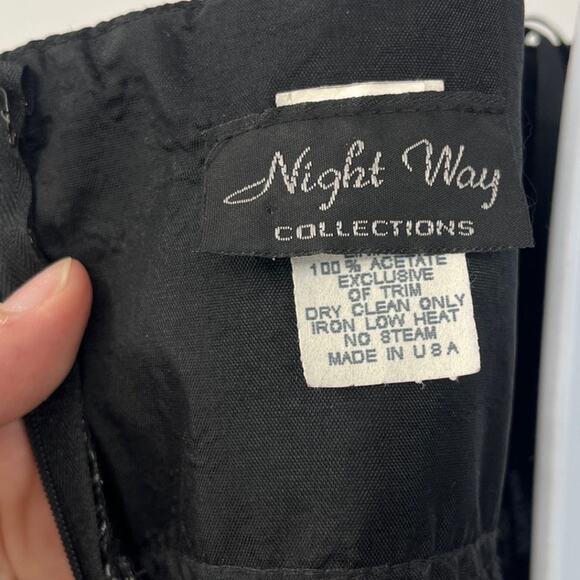 Vtg Y2K Night Way Slip Dress Sz 4 Empire Waist Glitter Cowl Mob Wife Vampy USA - Picture 10 of 11